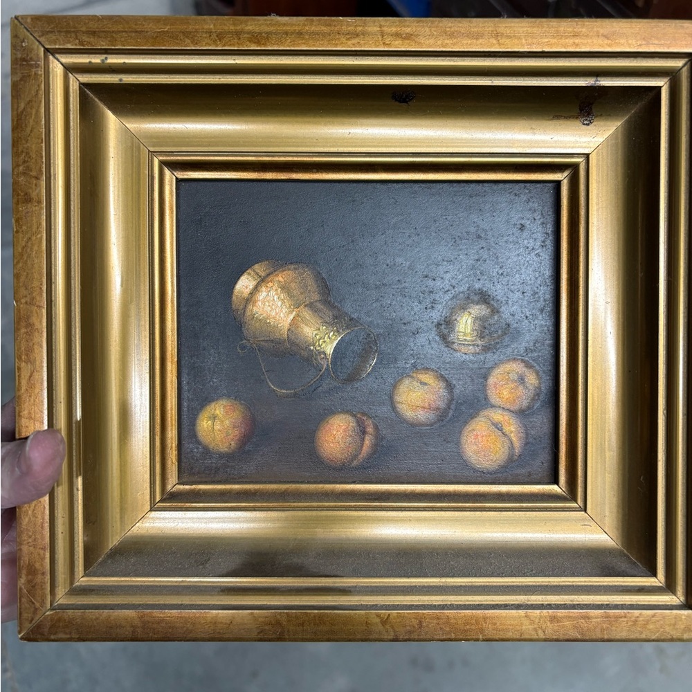 L. Pizzarro Original Vintage Golden Framed Still Life Painting